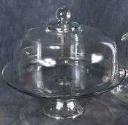 GLASS CAKE PLATE DOME & PITCHER