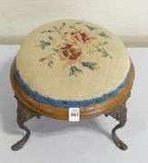NEEDLEPOINT BUN FOOTSTOOL