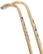 TWO PRIMITIVE CARVED WALKING STICKS & DUCK DECOY