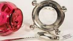 CRANBERRY GLASS PICKLE CRUET