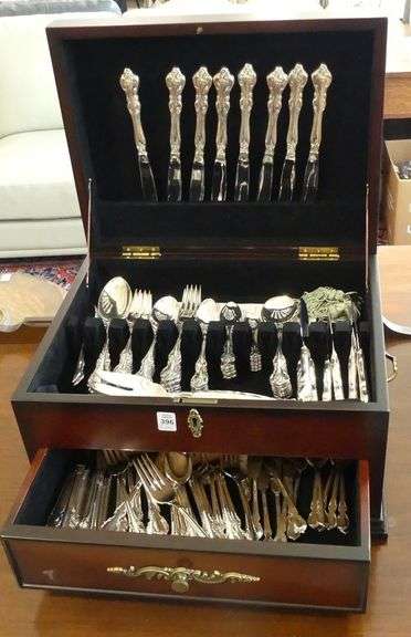 TWO SETS OF SILVER PLATE FLATWARE IN CANTEEN