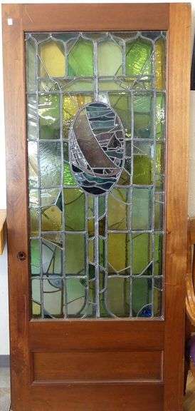 PAIR OF STAINED GLASS DOORS
