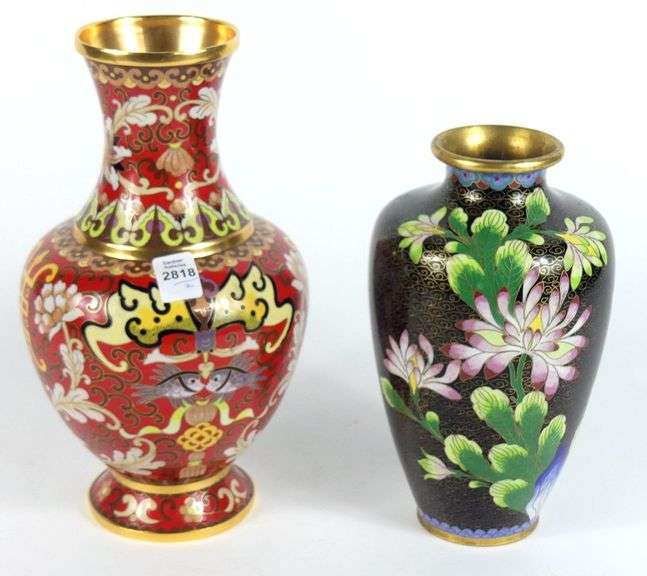 2 CLOISONNE VASES