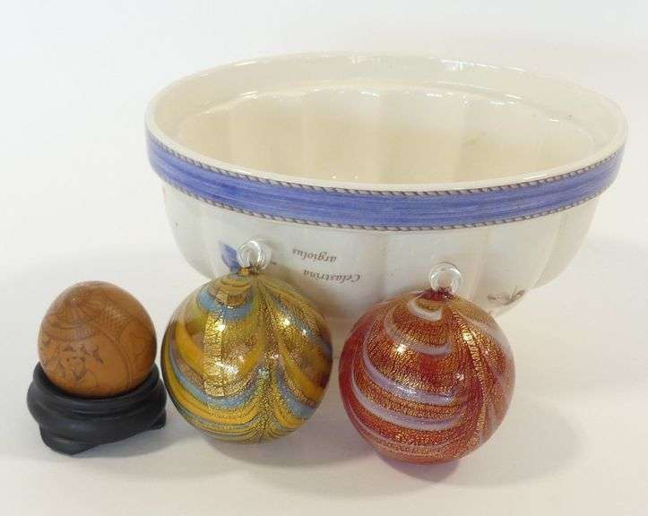 ART GLASS BULBS, CARVING AND JELLY MOULD
