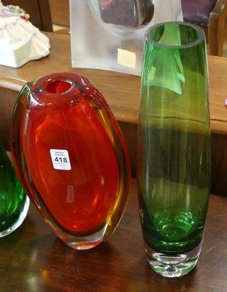 FOUR MCM ART GLASS VASES
