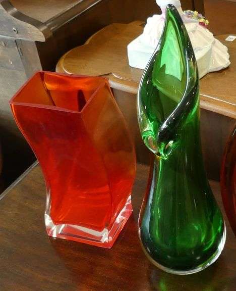 FOUR MCM ART GLASS VASES