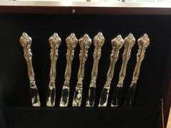 TWO SETS OF SILVER PLATE FLATWARE IN CANTEEN