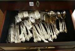 TWO SETS OF SILVER PLATE FLATWARE IN CANTEEN