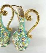 PAIR MAJOLICA PITCHERS