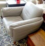 NATUZZI GREY LEATHER ARMCHAIR