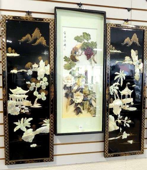 THREE ASIAN WALL PANELS