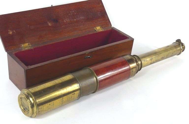 DOLLAND BRASS & MAHOGANY TELESCOPE