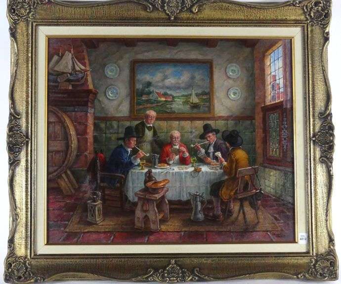 VINTAGE GENRE SCHOOL OIL