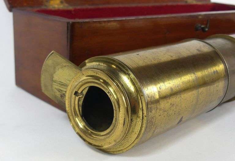DOLLAND BRASS & MAHOGANY TELESCOPE