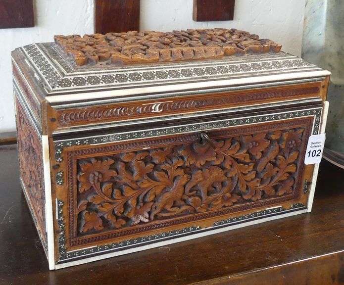 CARVED INDO-PERSIAN DOCUMENT BOX