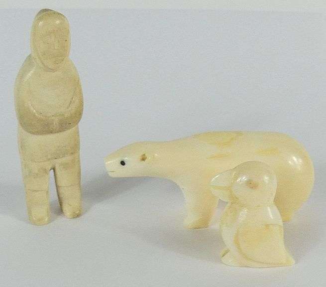 4 INUIT BONE & IVORY CARVINGS