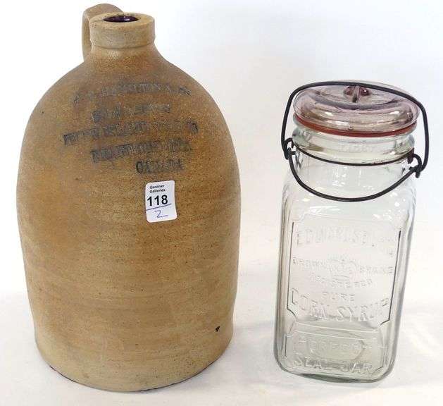 SIGNED STONEWARE JUG AND SEALER