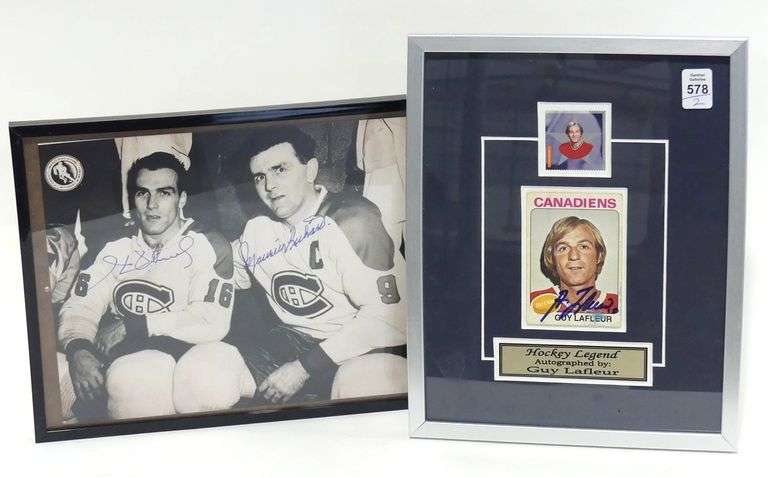 AUTOGRAPHED PHOTO AND HOCKEY CARD