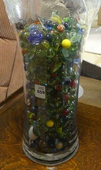 TALL VASE OF MARBLES