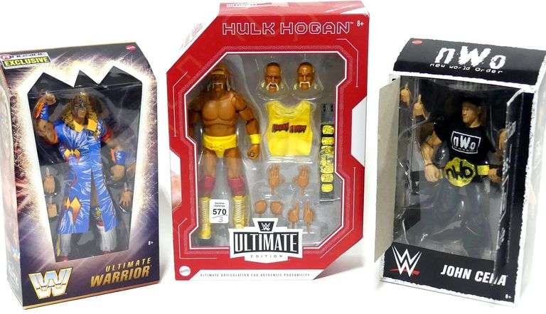 THREE WWE MATTEL ACTION FIGURES