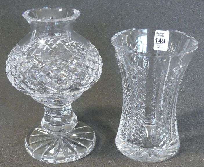 WATERFORD CRYSTAL VASE AND FAIRY LAMP