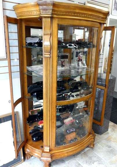 ILLUMINATED BOW-FRONT DISPLAY CABINET