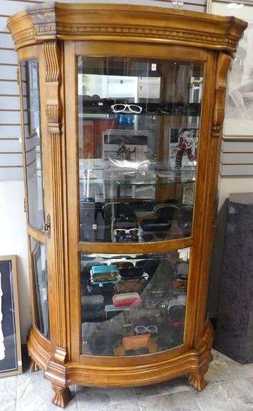 ILLUMINATED BOW-FRONT DISPLAY CABINET