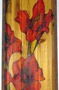 FLORAL PAINTING ON WOOD PANEL