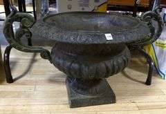 ANTIQUE CAST IRON GARDEN URN