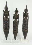 SET THREE BURMESE CARVED FIGURES