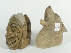 2 IROQUOIS SCHOOL STONE CARVINGS