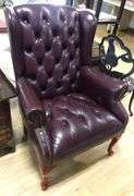 LEATHER WING-BACK ARMCHAIR