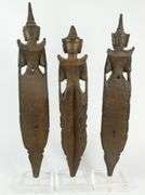 SET THREE BURMESE CARVED FIGURES