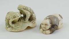 2 MINIATURE IVORY CARVINGS