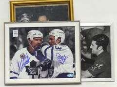 THREE AUTOGRAPHED TORONTO MAPLE LEAFS PHOTOS