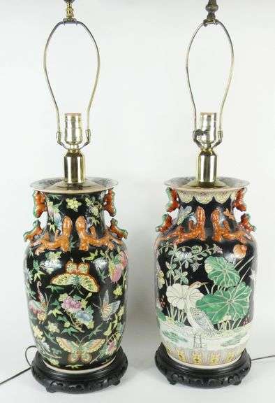 TWO CHINESE TABLE LAMPS