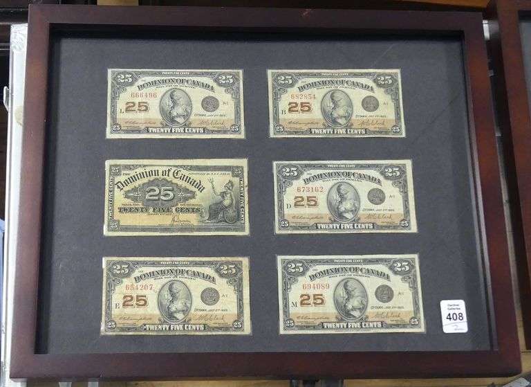 TWO FRAMES OF OLD CURRENCY