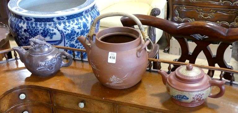 THREE CHINESE TEAPOTS