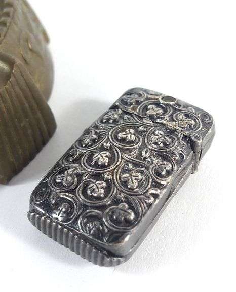 SILVER MATCH SAFE & ASHTRAY