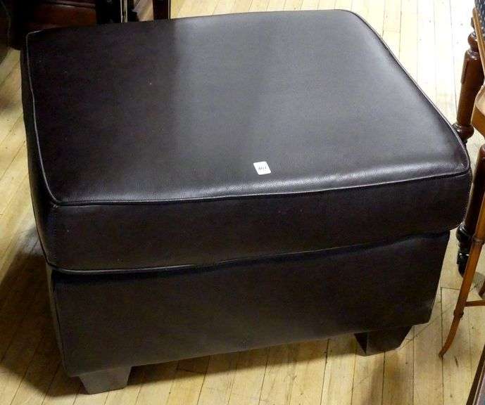 DARK BROWN LEATHER OTTOMAN