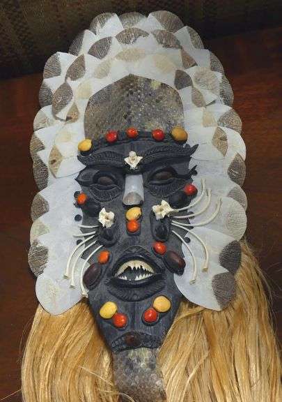 TWO DECORATIVE WALL MASKS