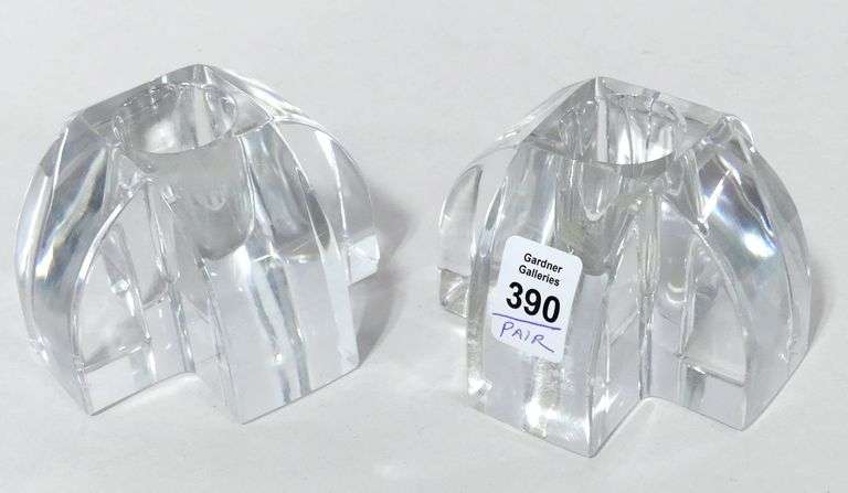 PAIR OF BACCARAT CRYSTAL CANDLEHOLDERS