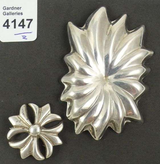 2 STERLING SILVER BROOCHES