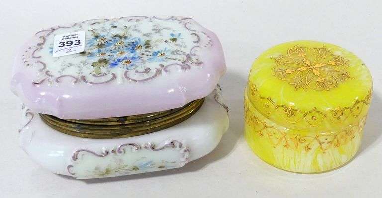TWO ANTIQUE GLASS TRINKET BOXES