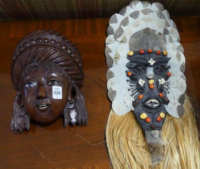 TWO DECORATIVE WALL MASKS
