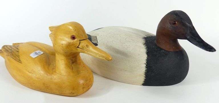 TWO SIGNED DUCK DECOYS