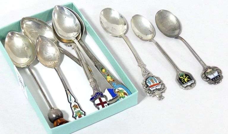 10 SILVER SOUVENIR SPOONS