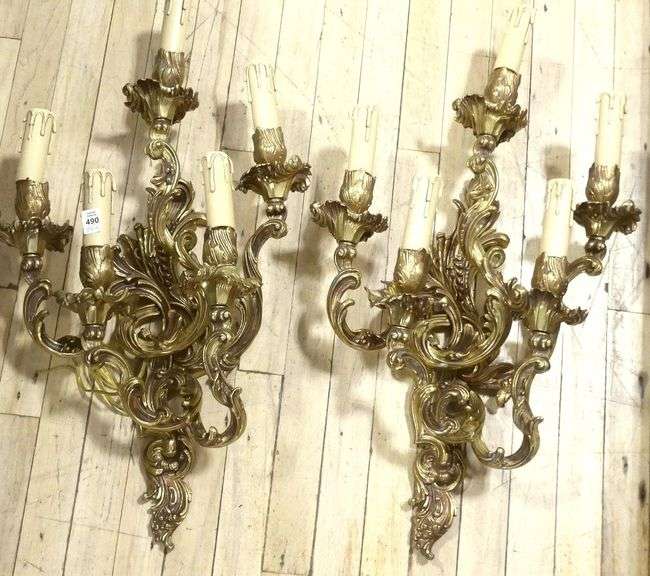 PAIR OF BRASS WALL SCONCES