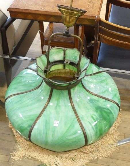 SLAG GLASS HANGING LIGHT FIXTURE