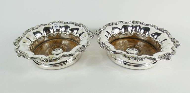 PAIR ANTIQUE WINE COASTERS/SLIDES